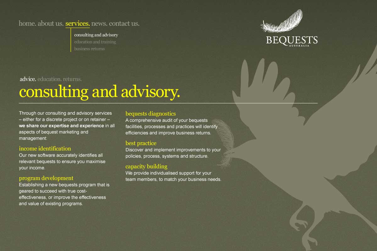 Bequests Australia website design