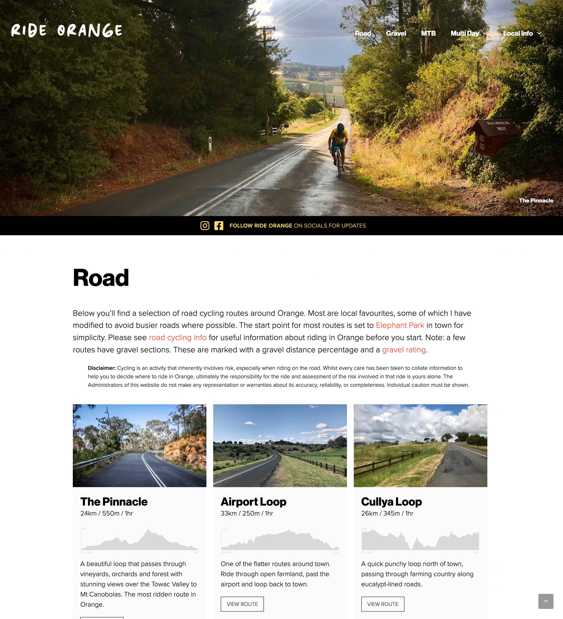 Ride Orange Website Detail