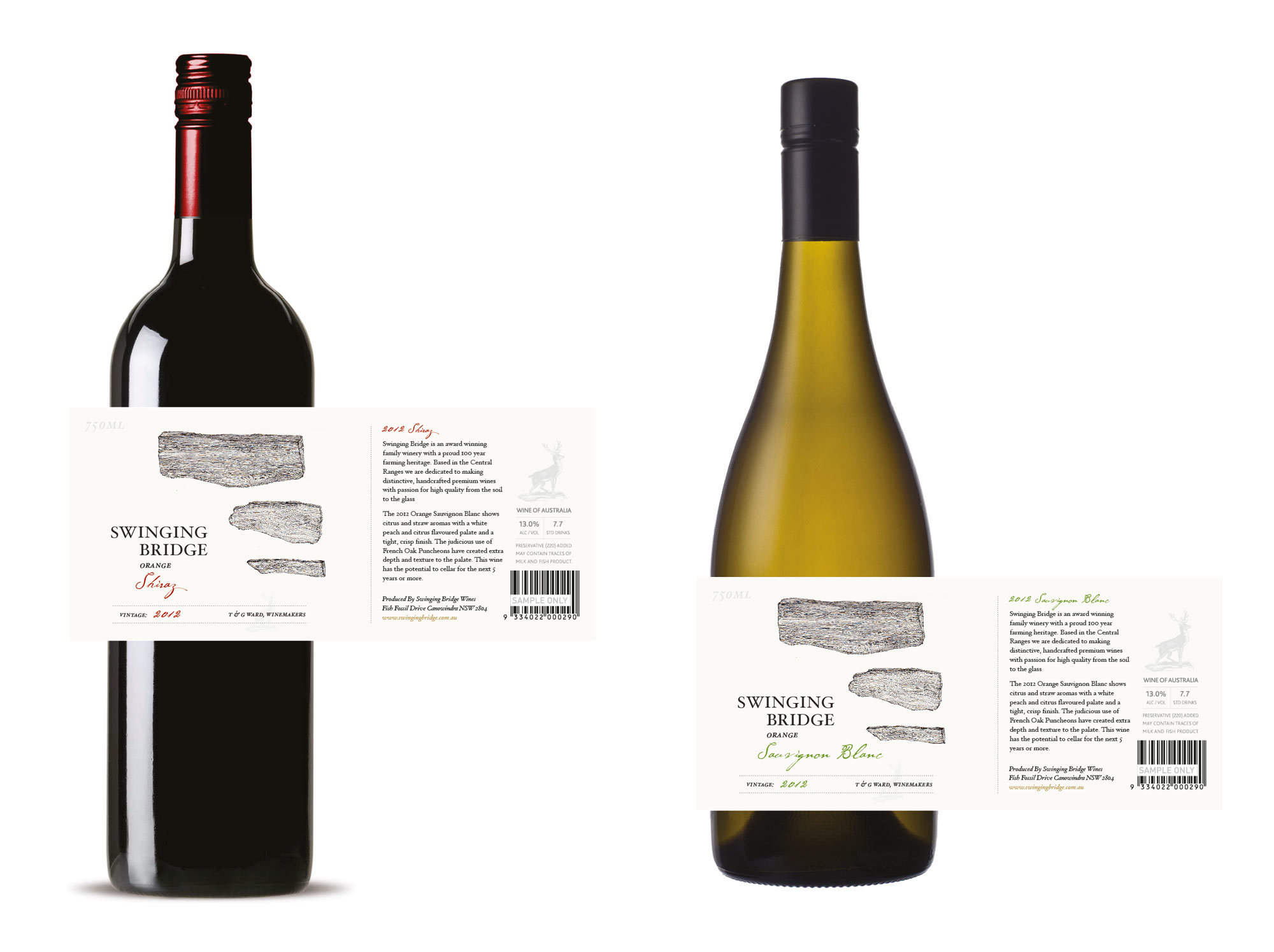 Swinging Bridge Estate Range Wine Label Design Alternative Concept