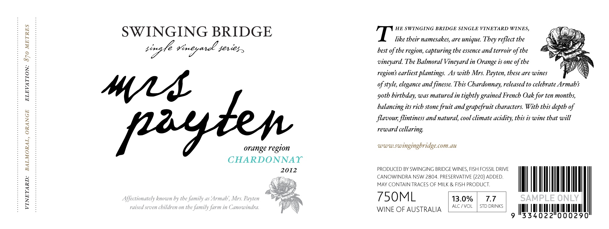 Swinging Bridge Label Design Mrs Payten