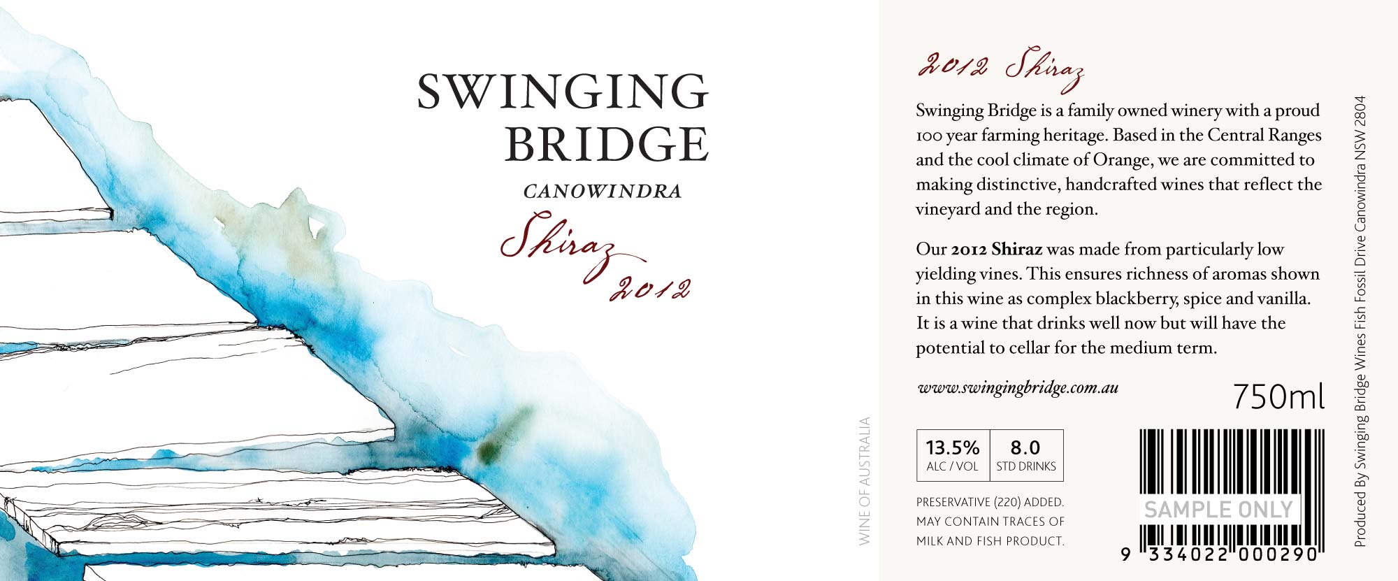 Swinging Bridge Estate Range Wine Label Design