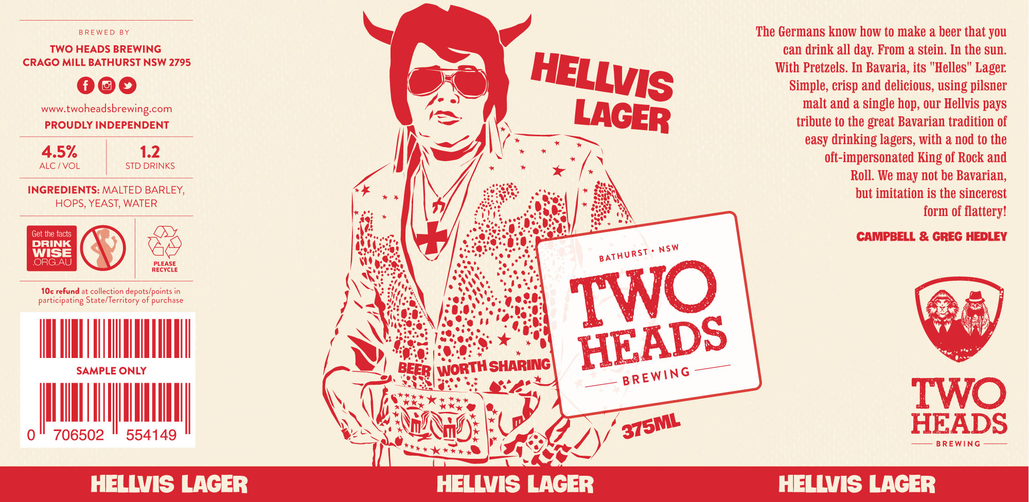 Two Heads Hellvis Label